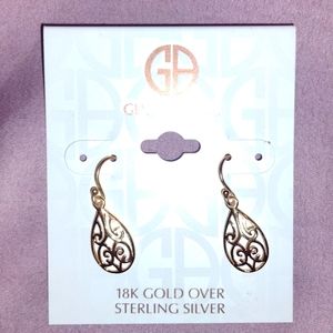 Giani Bernini teardrop earrings 18k gold over sterling silver for pierced ears.
